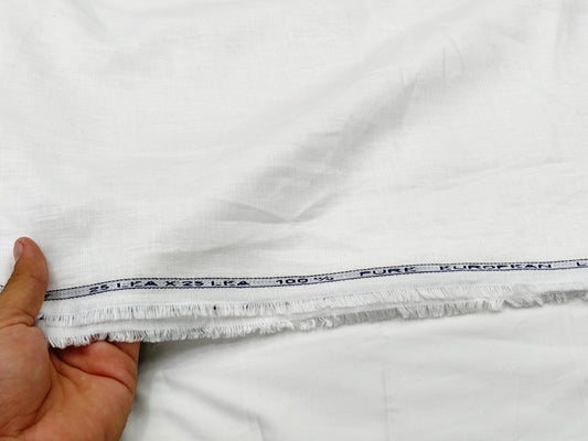 100% Pure European Linen 25 LEA Suiting Fabric (White, Plain Weave)
