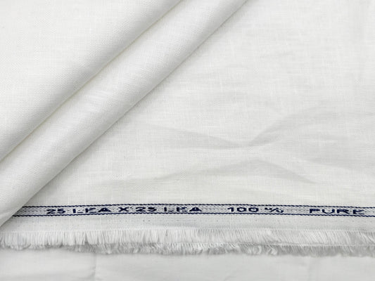 100% Pure European Linen 25 LEA Suiting Fabric (White, Plain Weave)