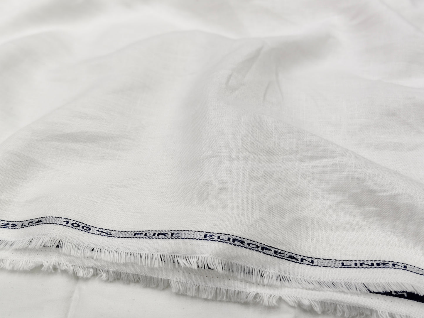 100% Pure European Linen 25 LEA Suiting Fabric (White, Plain Weave)