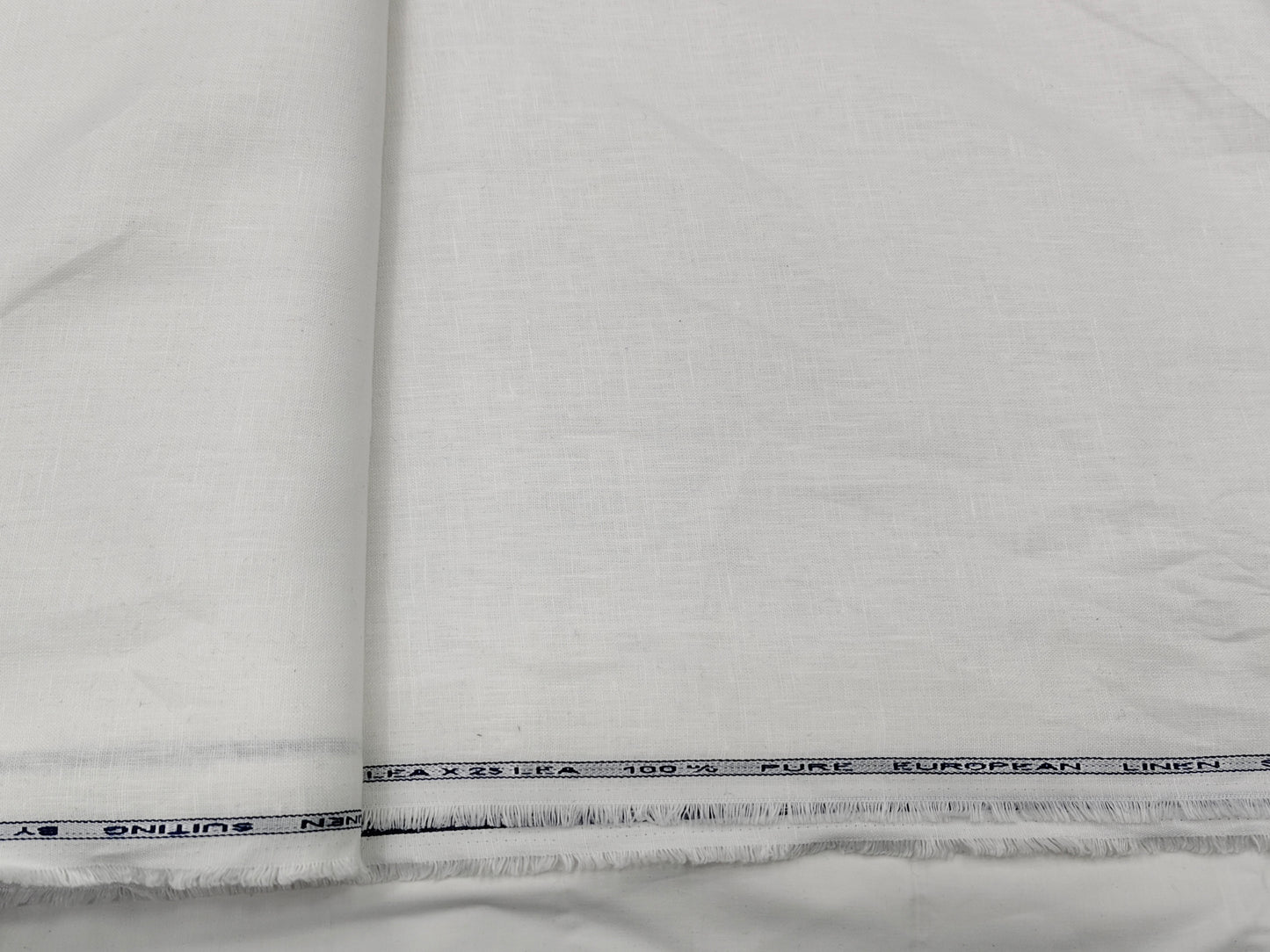 100% Pure European Linen 25 LEA Suiting Fabric (White, Plain Weave)