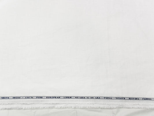 100% Pure European Linen 40 LEA Suiting Fabric (White, Plain Weave)