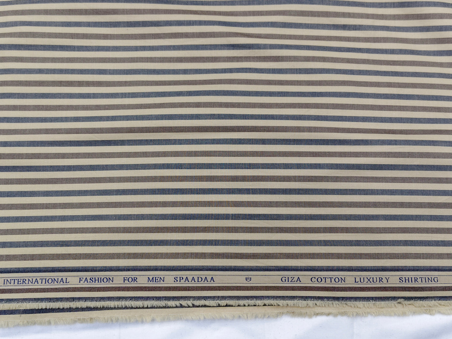 Spaada 100% Giza Cotton Luxury Shirting Fabric (Brown, Striped)