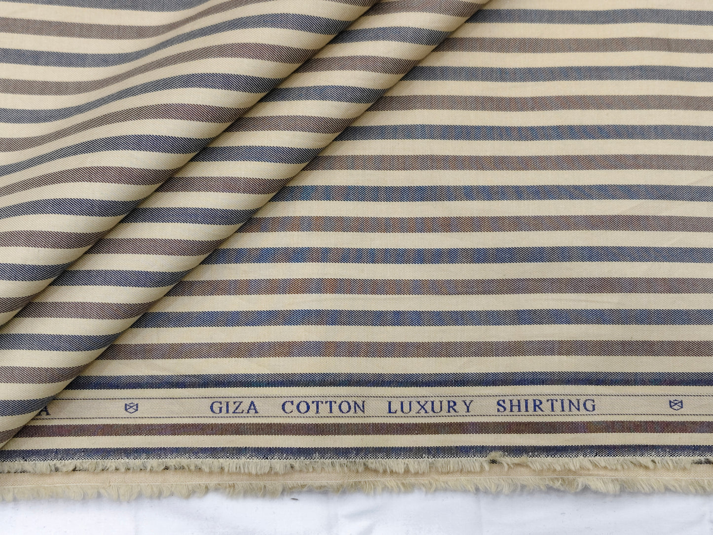 Spaada 100% Giza Cotton Luxury Shirting Fabric (Brown, Striped)