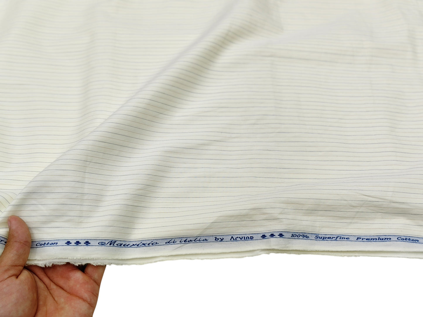 Arvind 100% Superfine Premium Cotton Shirting Fabric (Yellow, Striped)