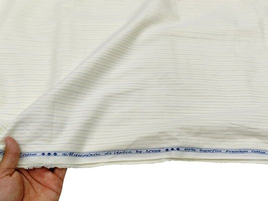 Arvind 100% Superfine Premium Cotton Shirting Fabric (Yellow, Striped)