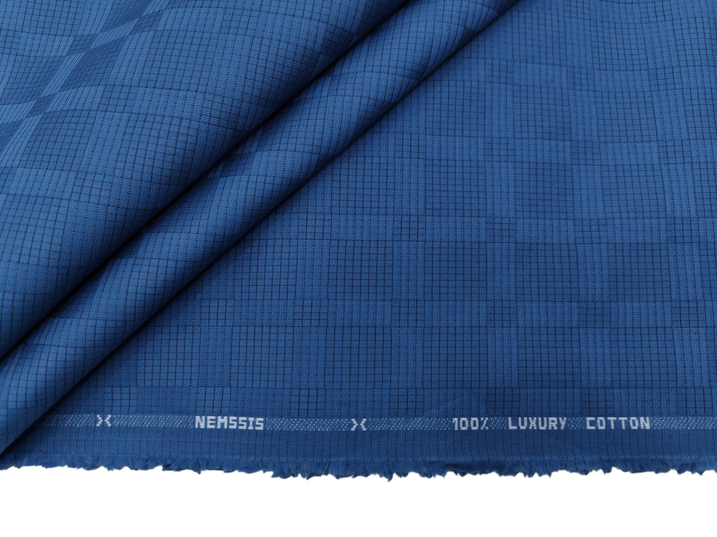 Nemssis 100% Luxury Cotton Shirting Fabric (Blue)
