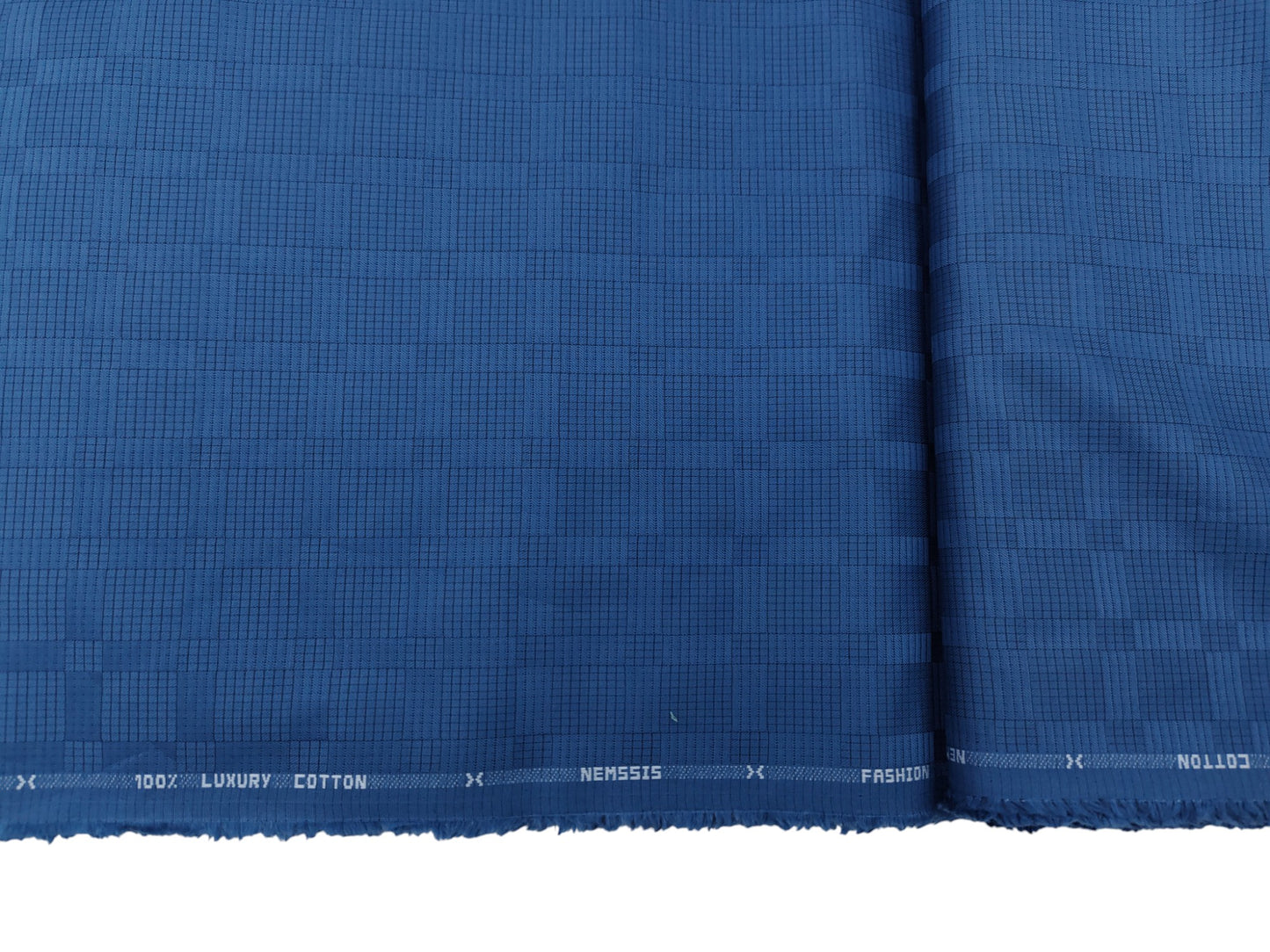 Nemssis 100% Luxury Cotton Shirting Fabric (Blue)