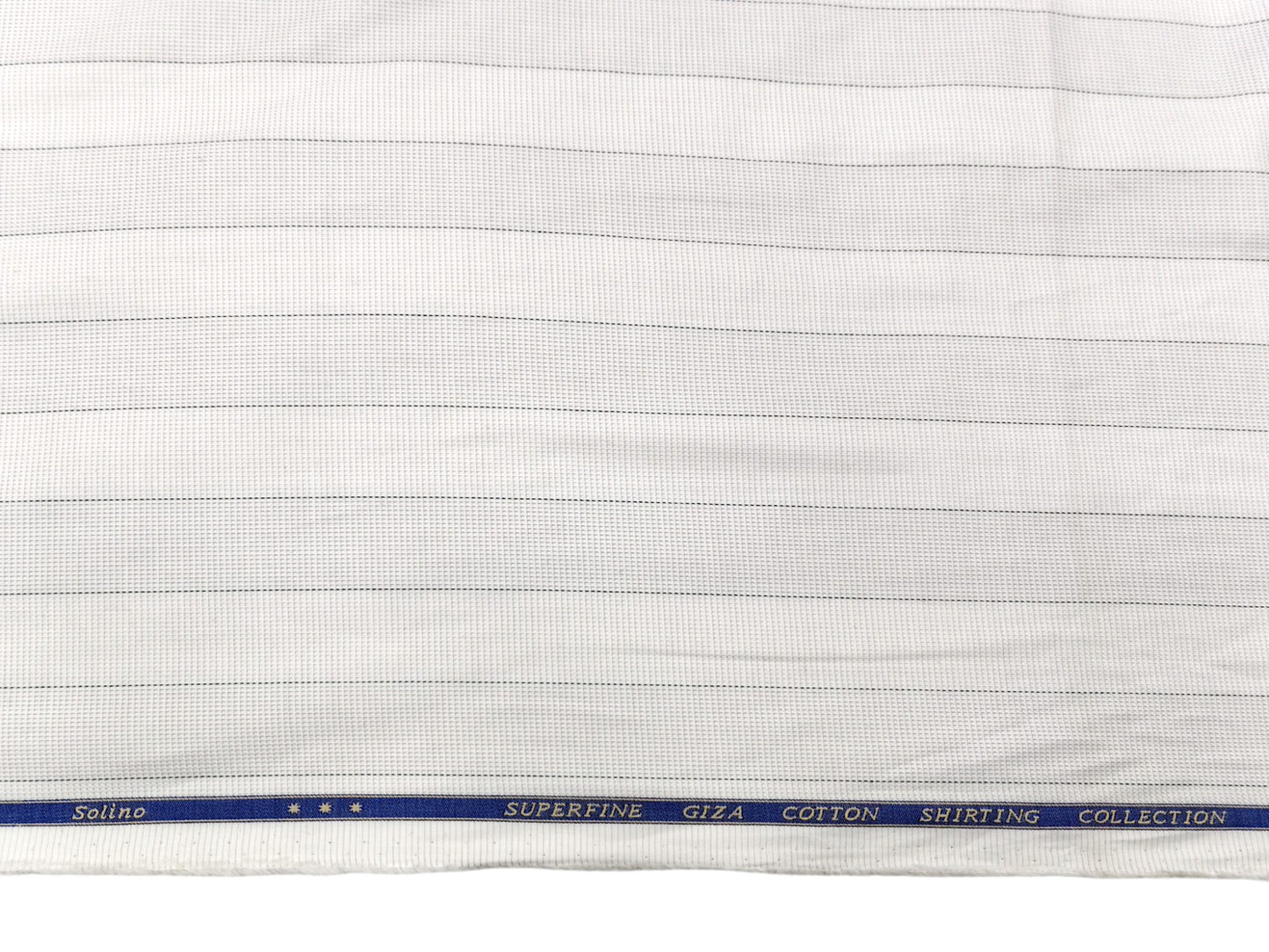 Solino 100% Superfine Giza Cotton Shirting Fabric (White, Striped)