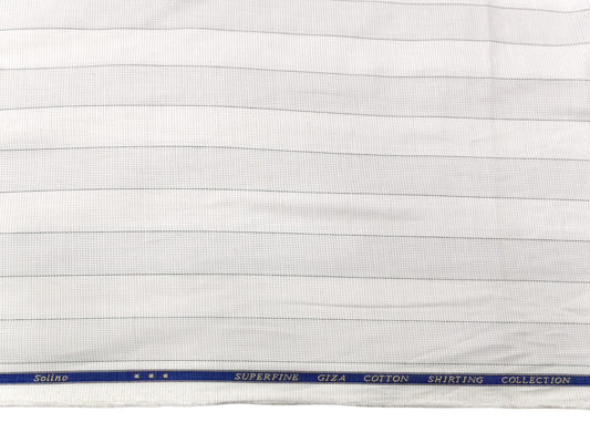 Solino 100% Superfine Giza Cotton Shirting Fabric (White, Striped)