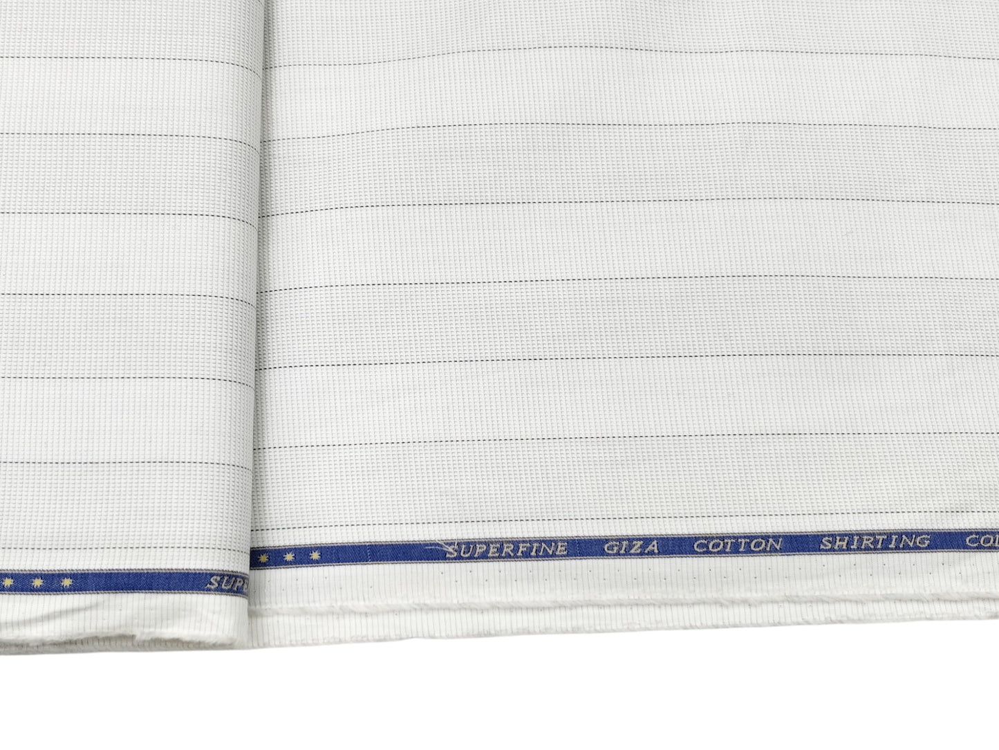 Solino 100% Superfine Giza Cotton Shirting Fabric (White, Striped)