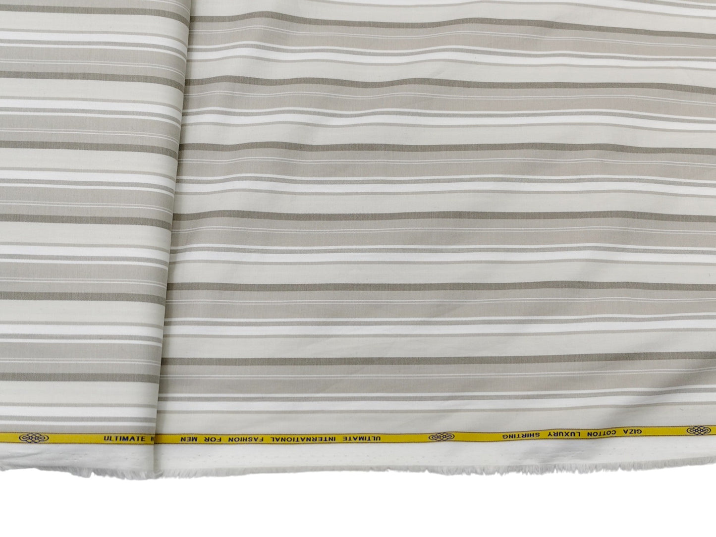 Nemssis 100% Giza Cotton Luxury Shirting Fabric (Beige, Striped)