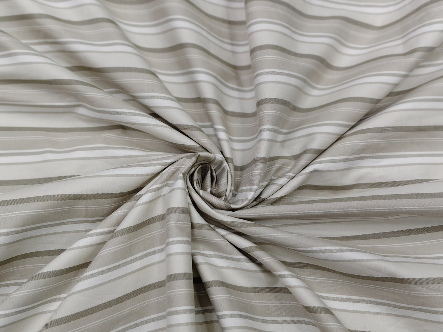 Nemssis 100% Giza Cotton Luxury Shirting Fabric (Beige, Striped)