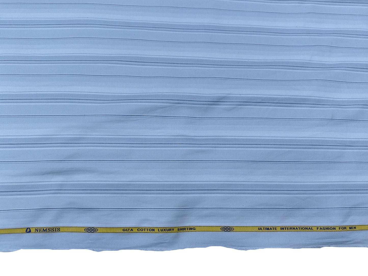 Nemssis 100% Giza Cotton Luxury Shirting Fabric (Light Grey, Striped)