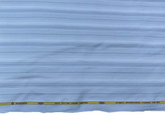 Nemssis 100% Giza Cotton Luxury Shirting Fabric (Light Grey, Striped)