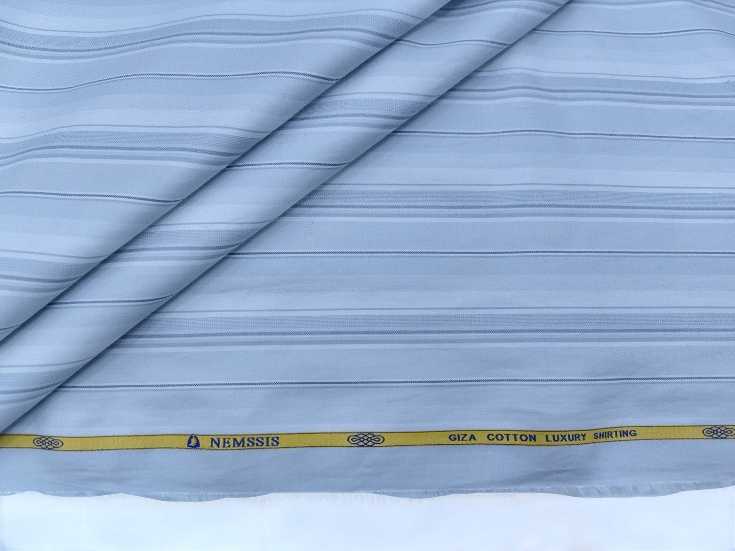 Nemssis 100% Giza Cotton Luxury Shirting Fabric (Light Grey, Striped)