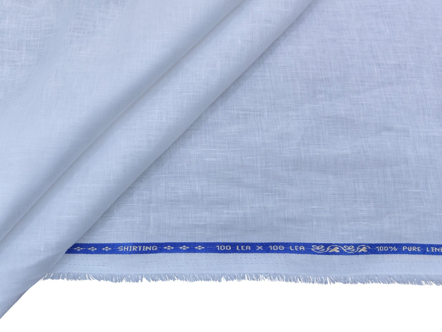 100% Pure Linen 100 LEA Shirting Fabric (White, Plain )