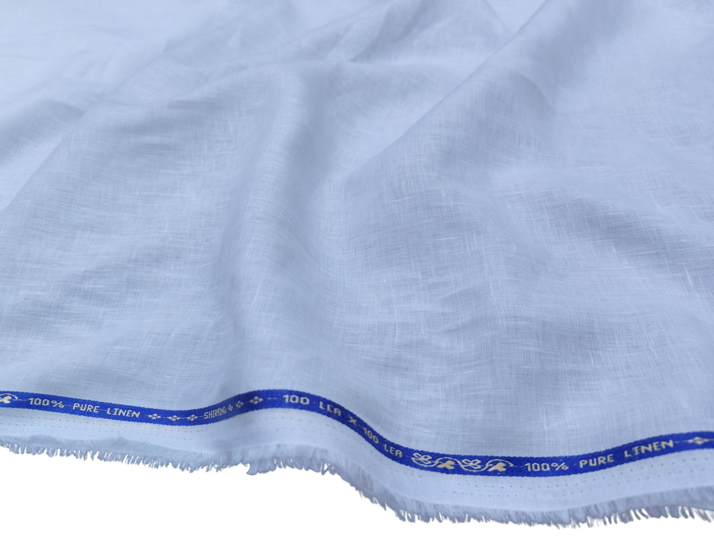 100% Pure Linen 100 LEA Shirting Fabric (White, Plain )
