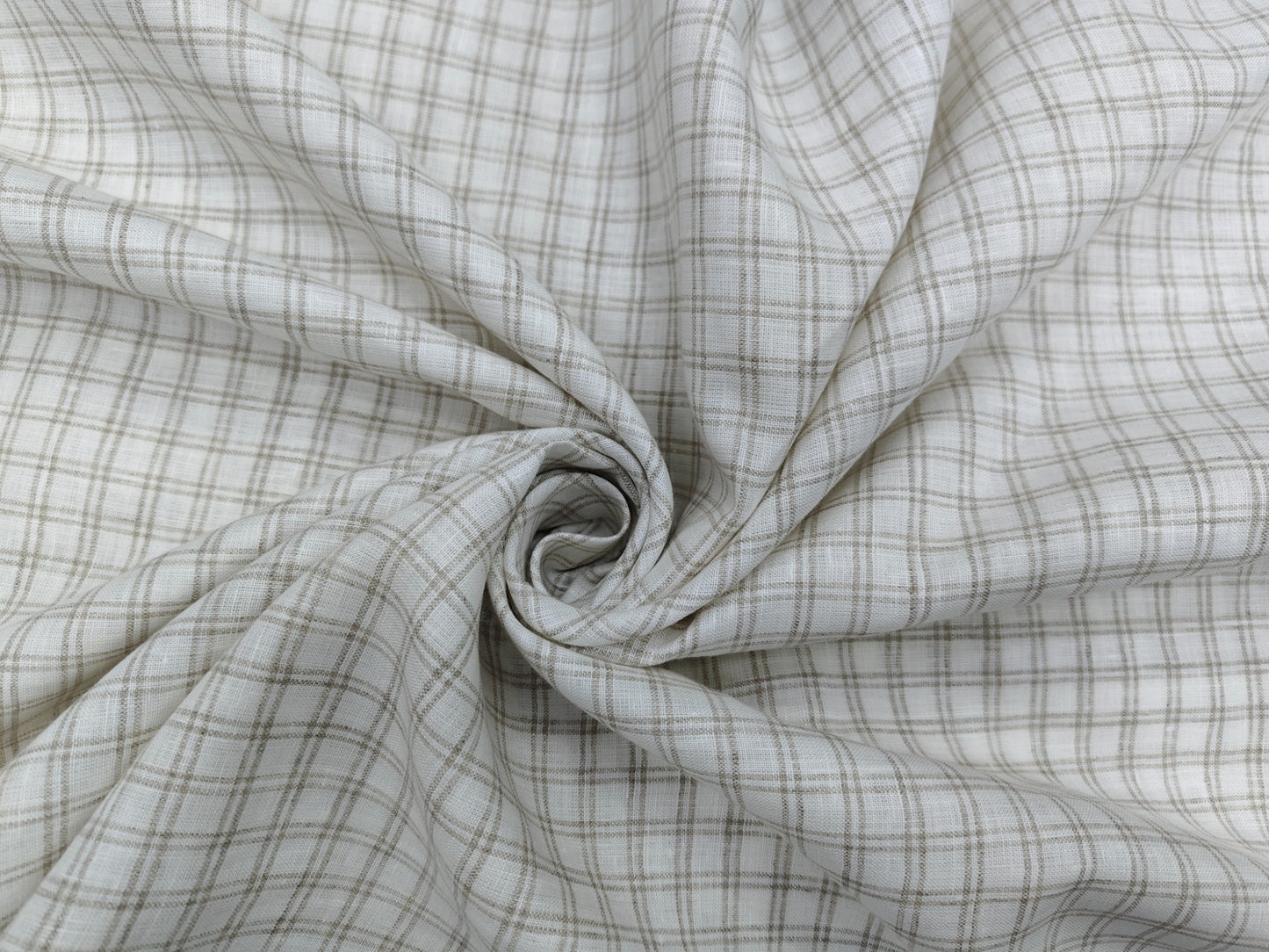 100% Pure European Linen 60 LEA Shirting Fabric (White And Brown, Checks)