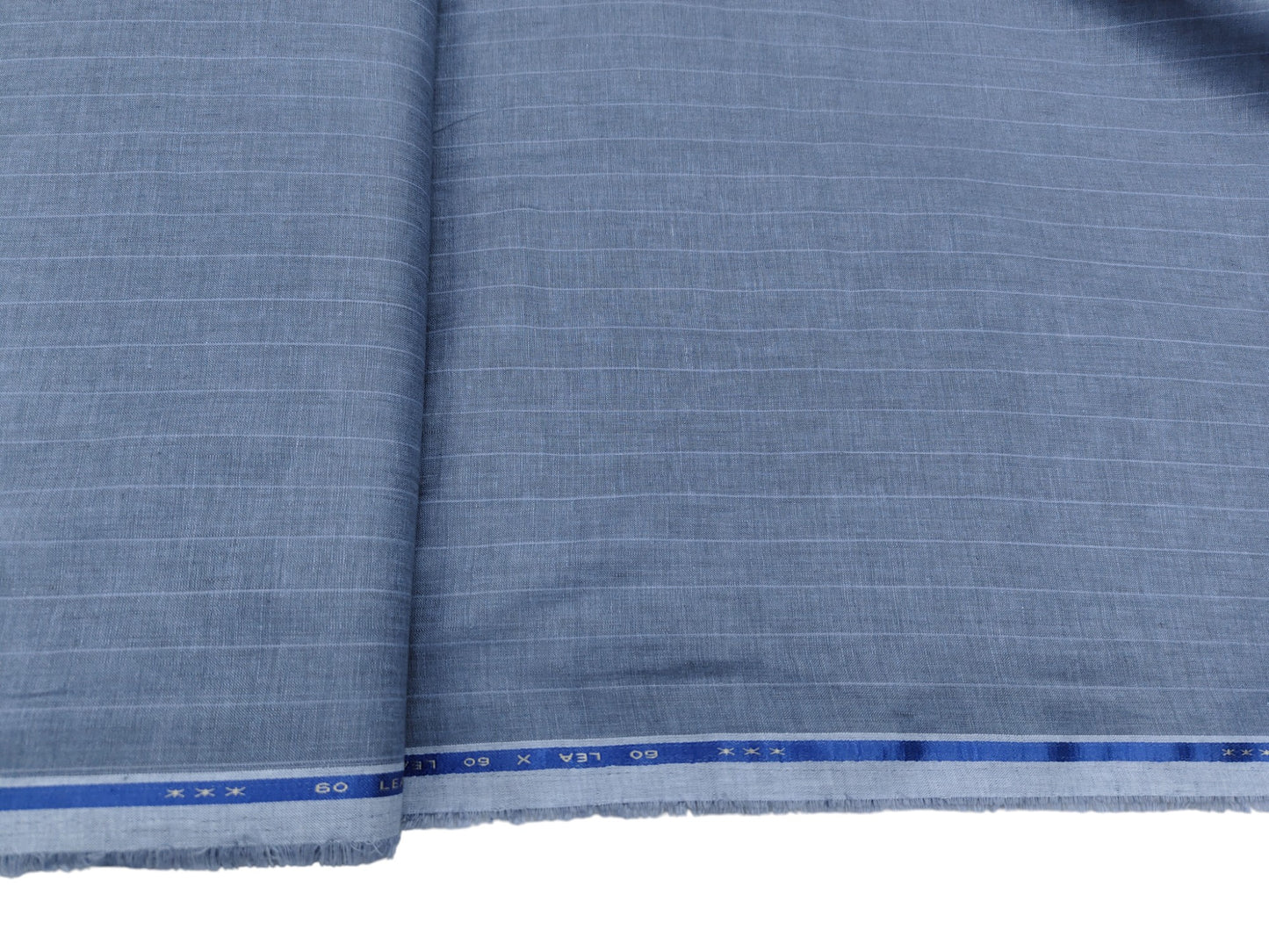 100% Pure European Linen 60 LEA Shirting Fabric (Greyish Blue, Striped)