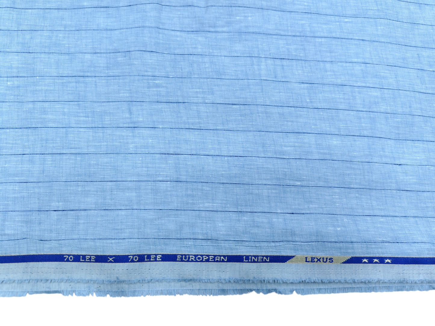 100% Pure European Linen 60 LEA Shirting Fabric (Sky Blue, Striped)