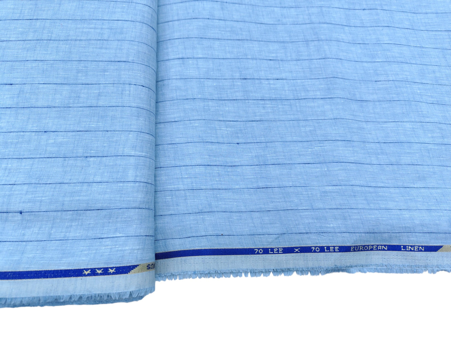 100% Pure European Linen 60 LEA Shirting Fabric (Sky Blue, Striped)