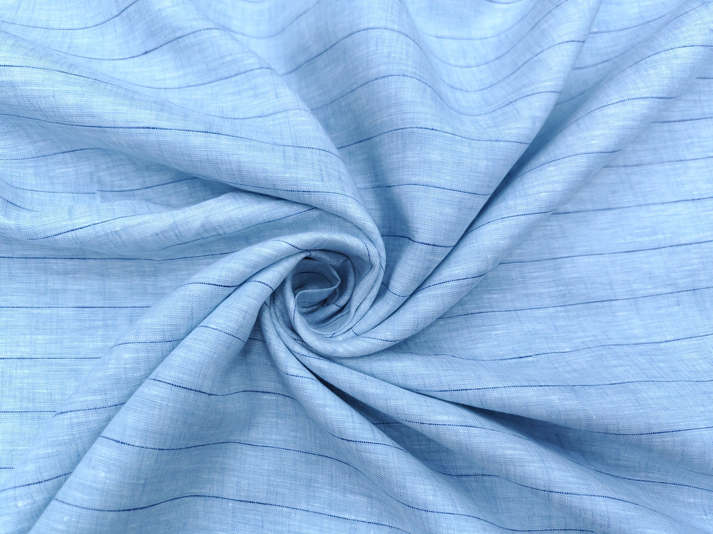 100% Pure European Linen 60 LEA Shirting Fabric (Sky Blue, Striped)
