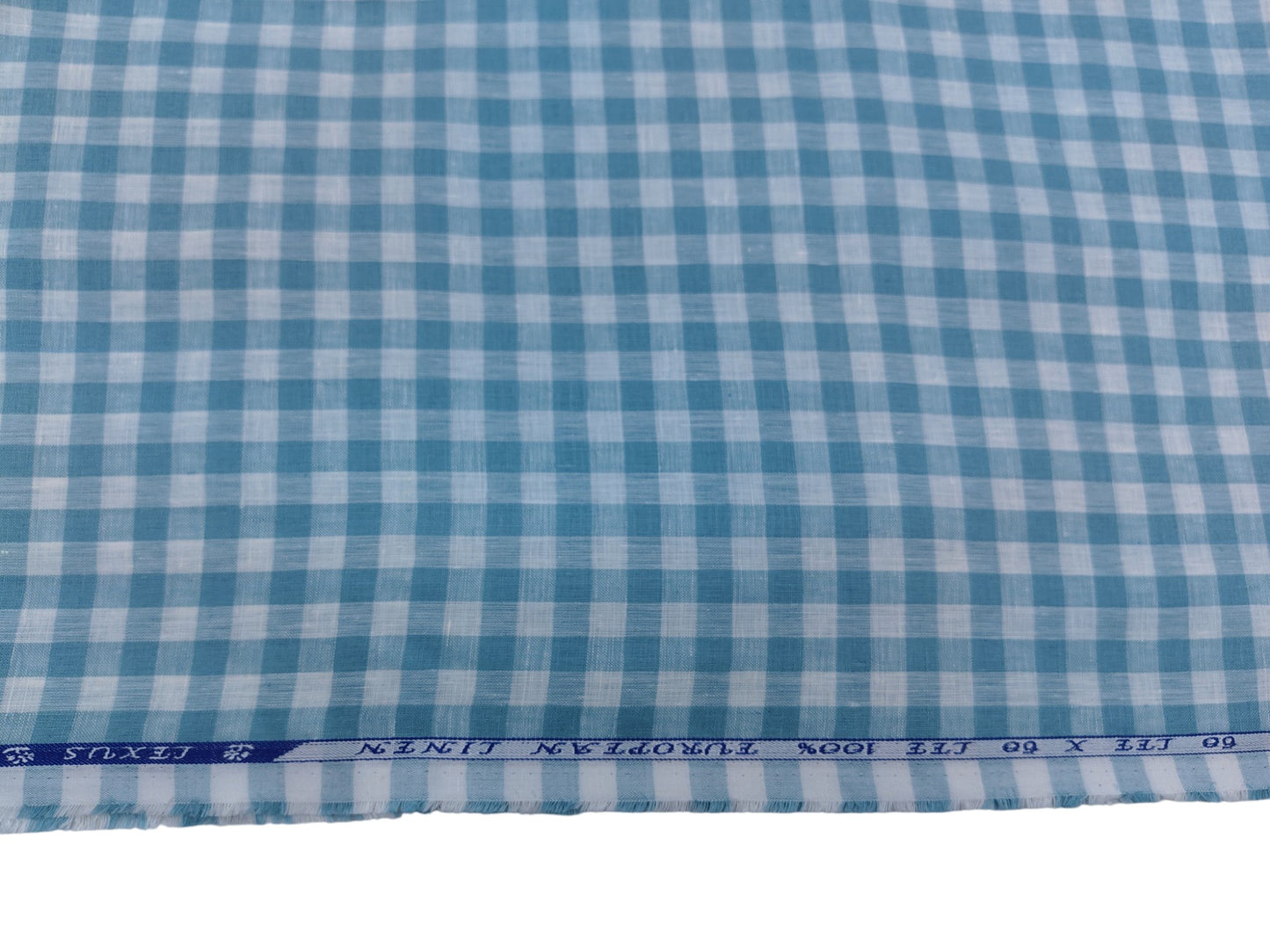 100% Pure European Linen 60 LEA Shirting Fabric (Green And White, Checks)