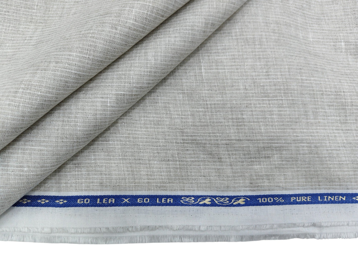 100% Pure European Linen 60 LEA Shirting Fabric (Beige, Striped)
