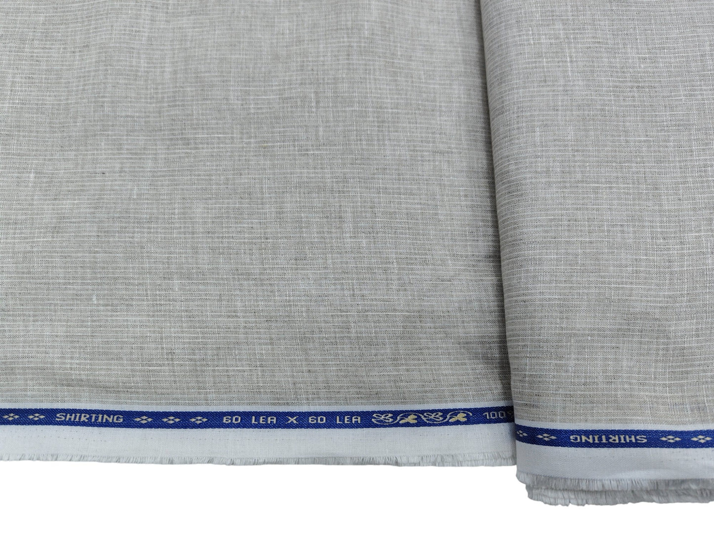 100% Pure European Linen 60 LEA Shirting Fabric (Beige, Striped)