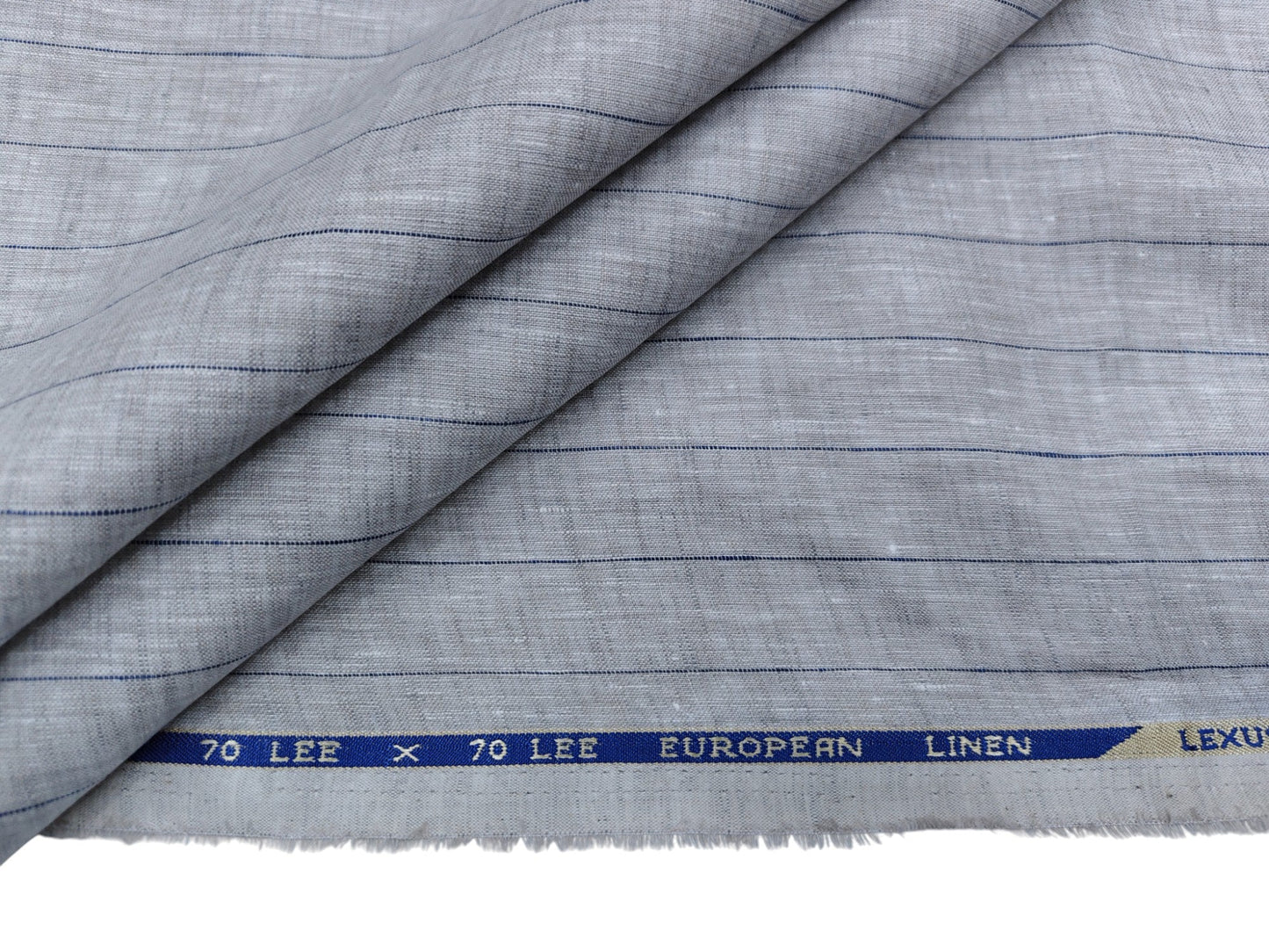 100% Pure European Linen 70 LEA Shirting Fabric (Stoned Beige, Striped)