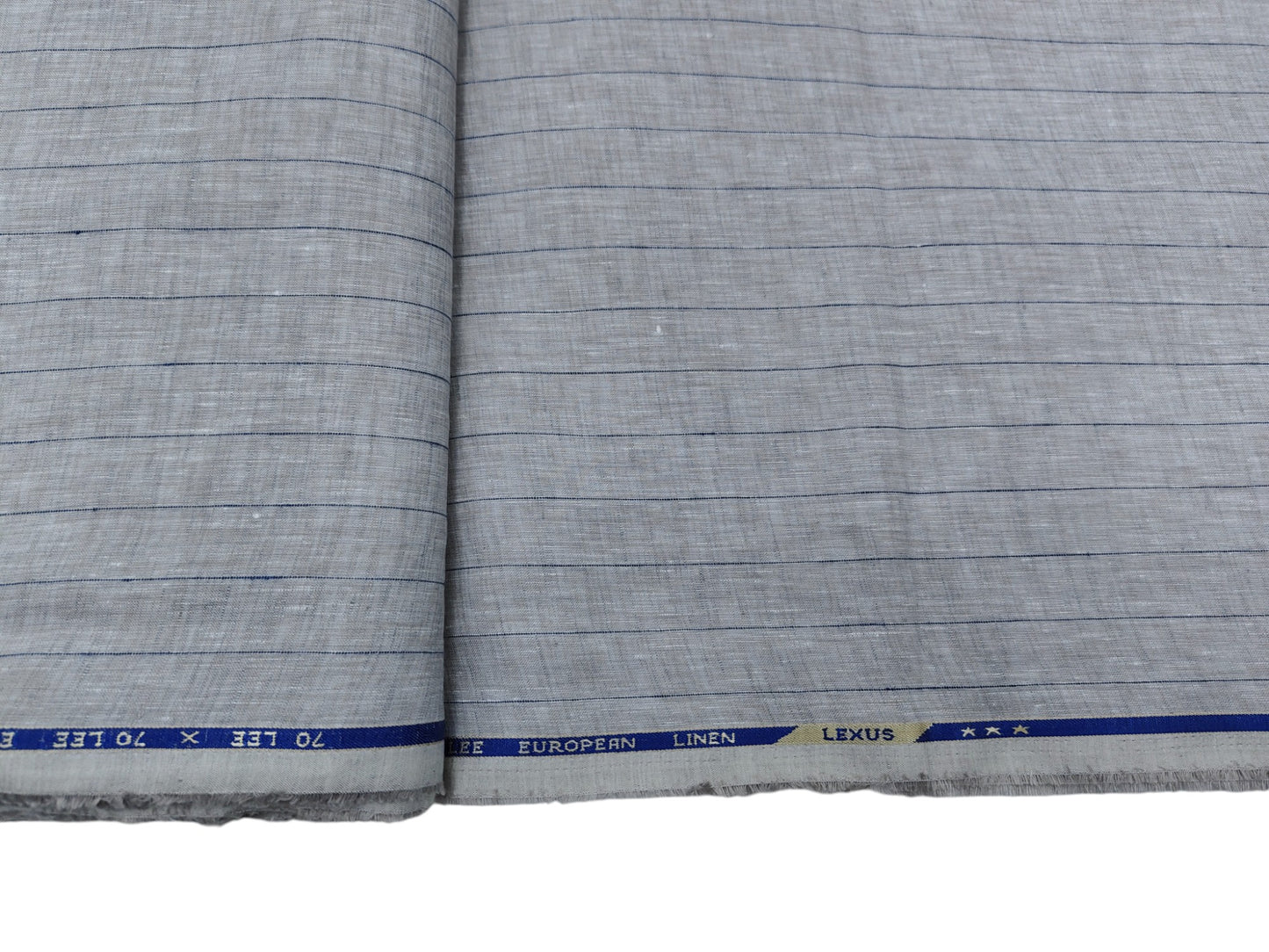 100% Pure European Linen 70 LEA Shirting Fabric (Stoned Beige, Striped)