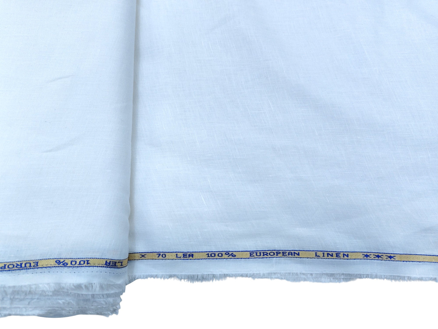100% Pure European Linen 70 Lea Shirting Fabric (White, Plain )