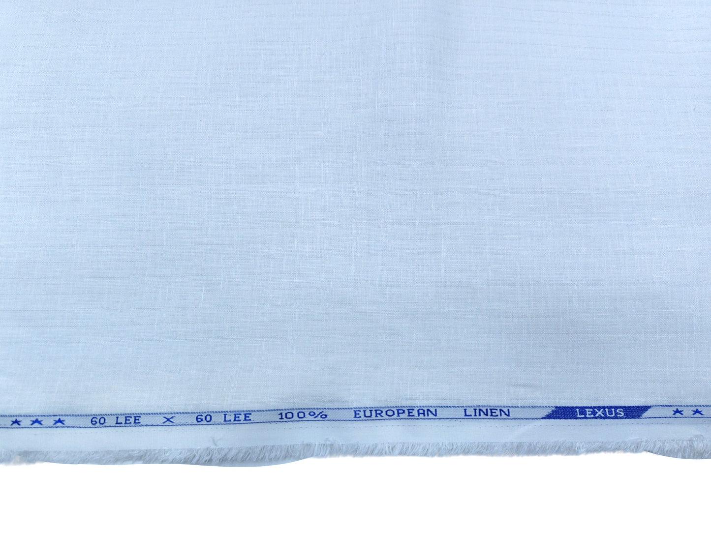 100% Pure European Linen 60 Lea Shirting Fabric (White, Striped)