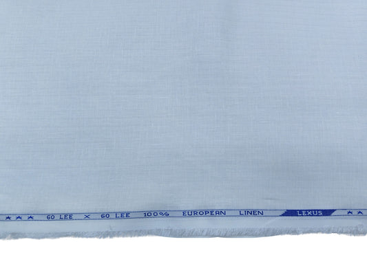 100% Pure European Linen 60 Lea Shirting Fabric (White, Striped)