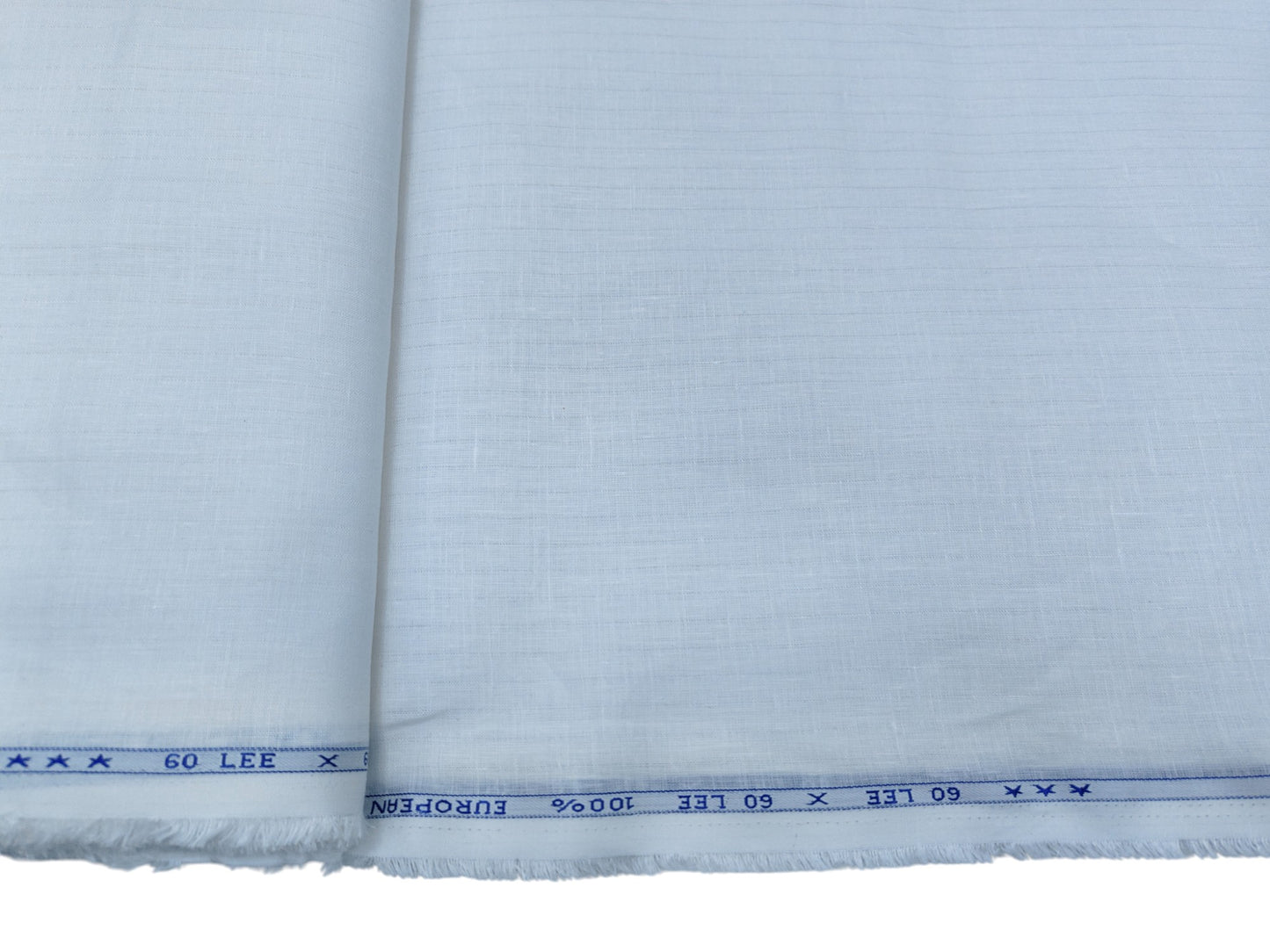 100% Pure European Linen 60 Lea Shirting Fabric (White, Striped)