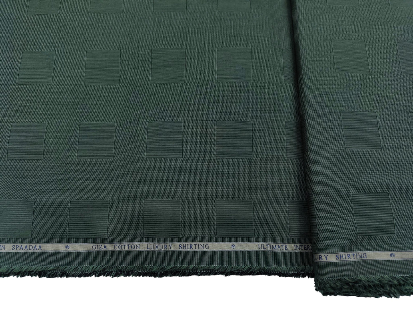 Spaada 100% Giza Cotton Luxury Shirting Fabric (Green , Patterned)
