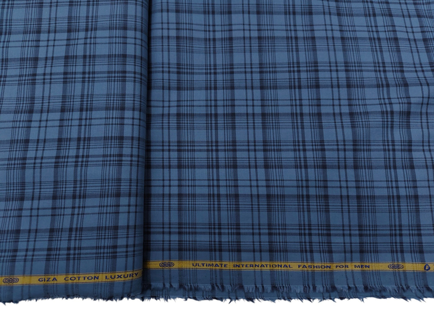 Nemssis 100% Giza Cotton Luxury Shirting Fabric (Blueish Grey, Checks)