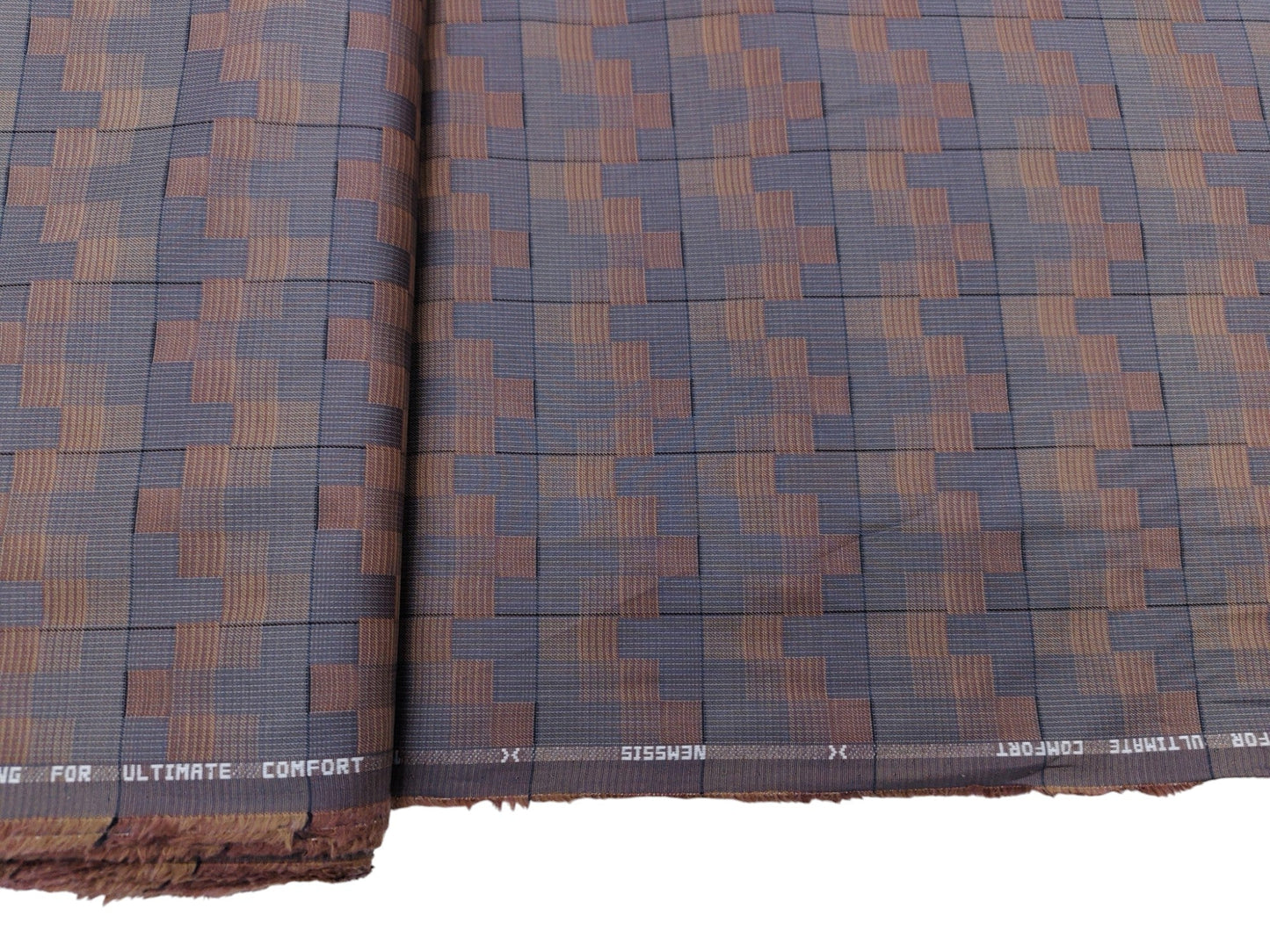 Nemssis 100% Luxury Cotton Shirting Fabric (Brown, Patterned)