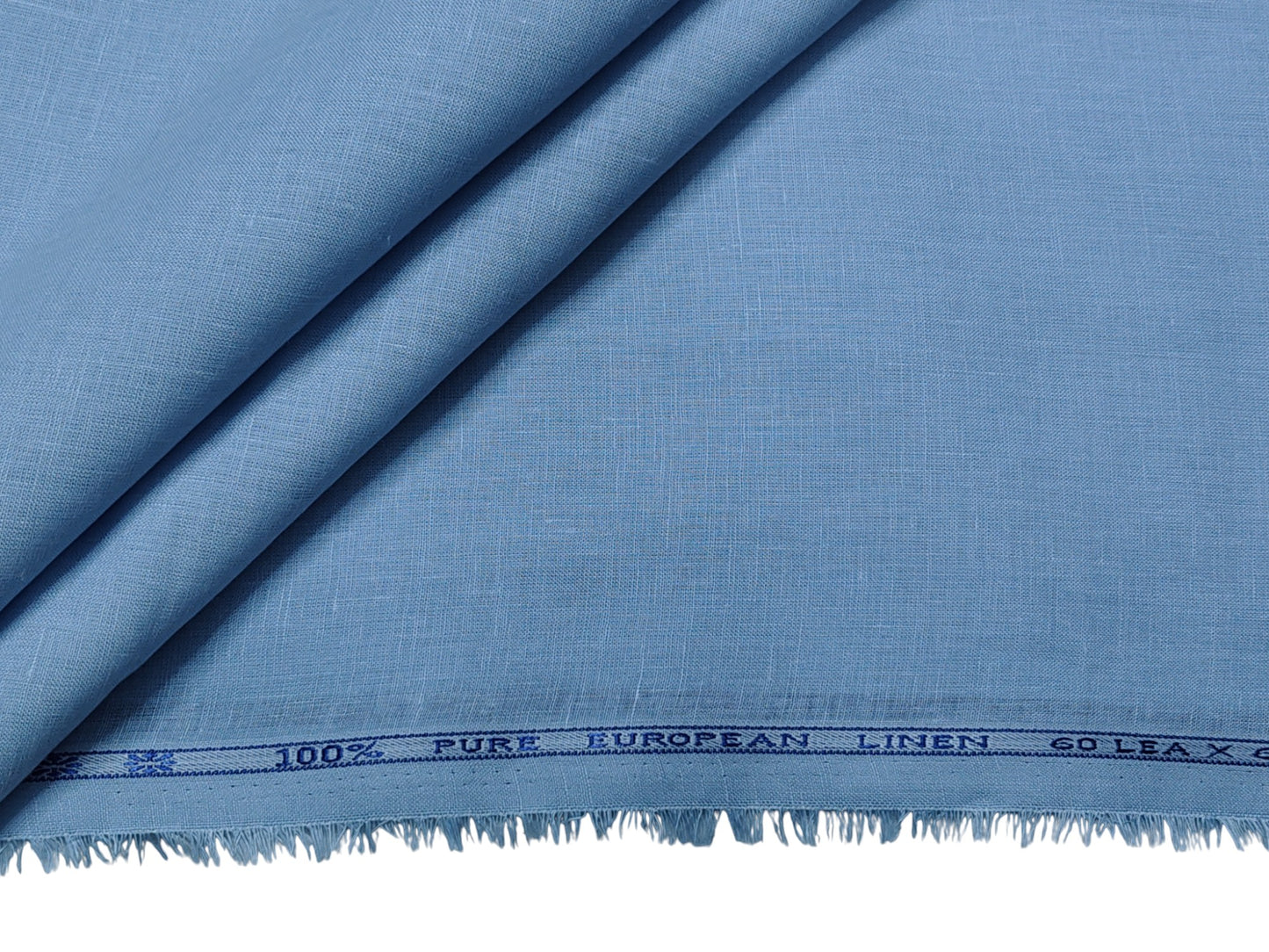 100% European Linen 60 LEA Shirting Fabric (Sky Blue, Plain )
