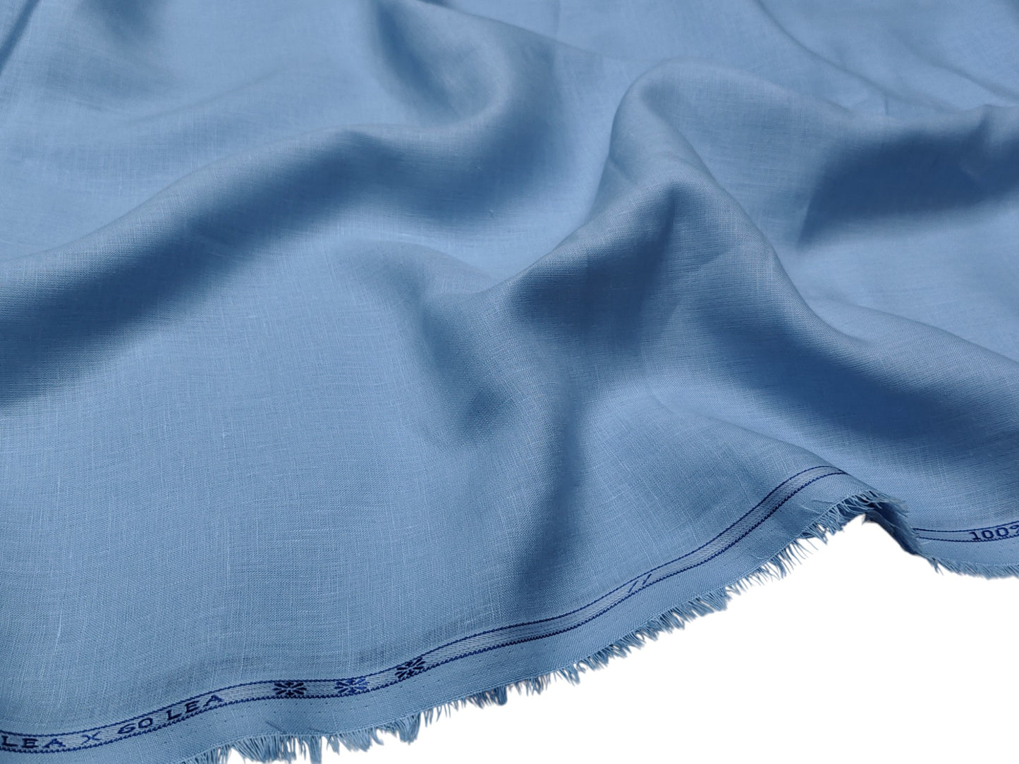 100% European Linen 60 LEA Shirting Fabric (Sky Blue, Plain )