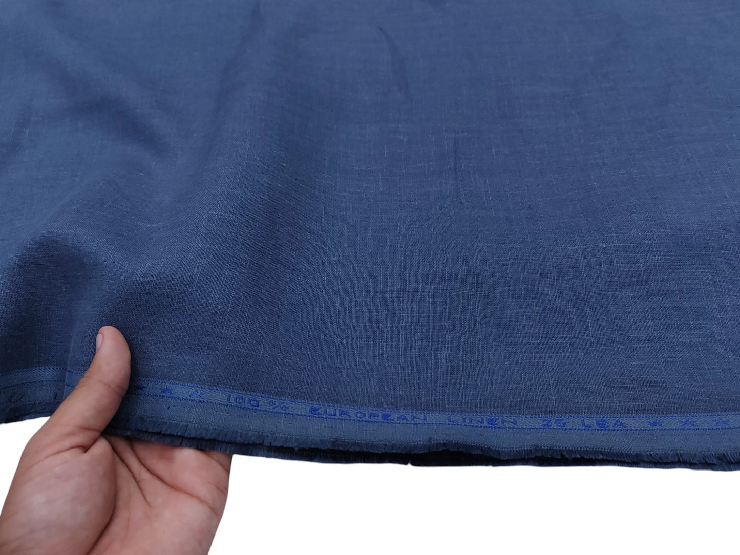 100% Pure European Linen 25 LEA Suiting Fabric (Pastel Blue, Plain )