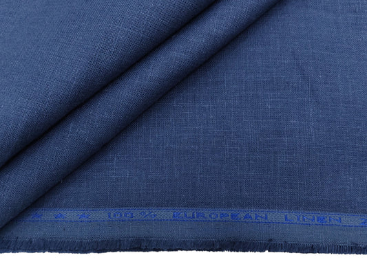 100% Pure European Linen 25 LEA Suiting Fabric (Pastel Blue, Plain )