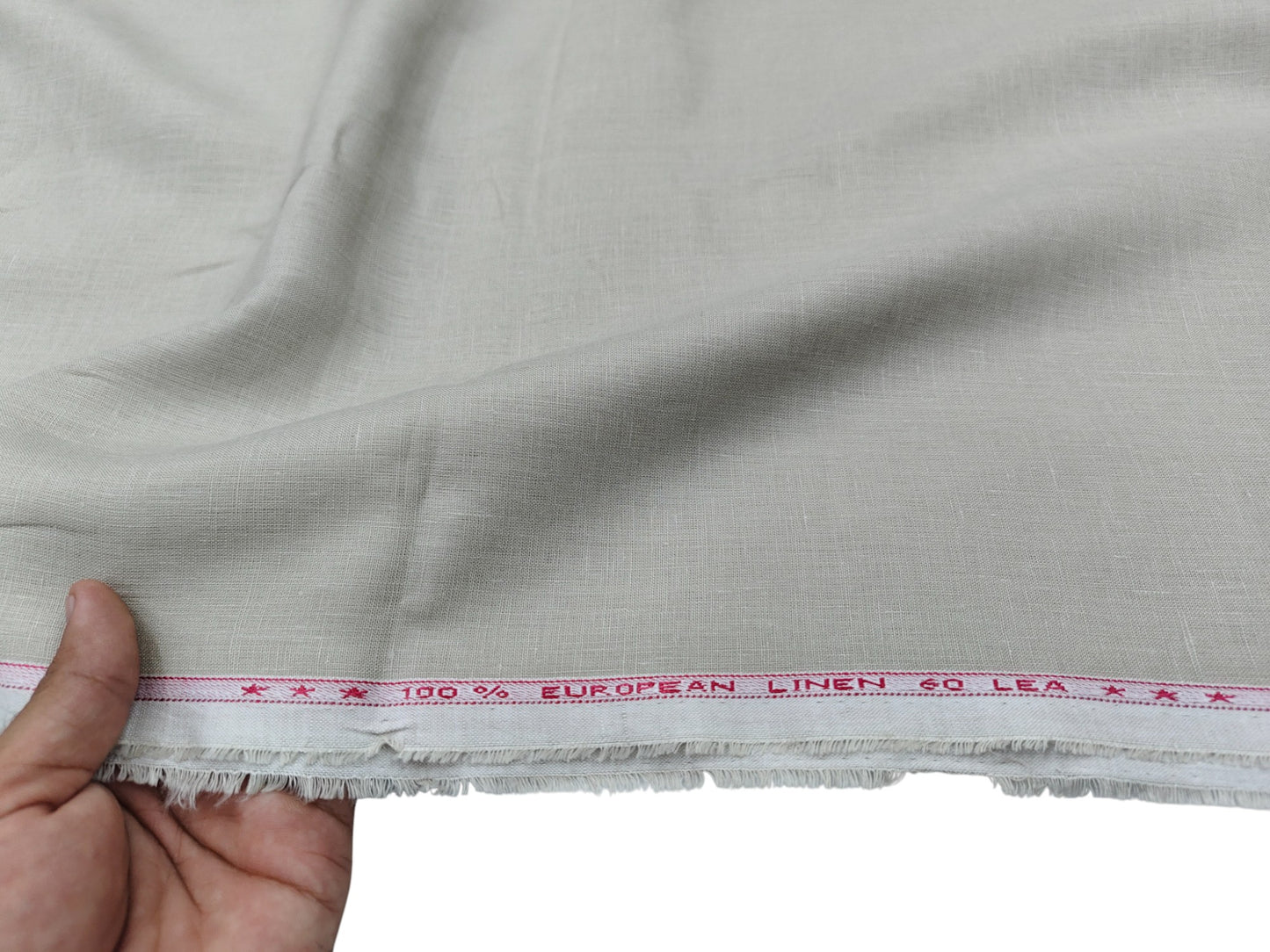 100% European Linen 60 LEA Shirting Fabric (Classic Beige, Plain )