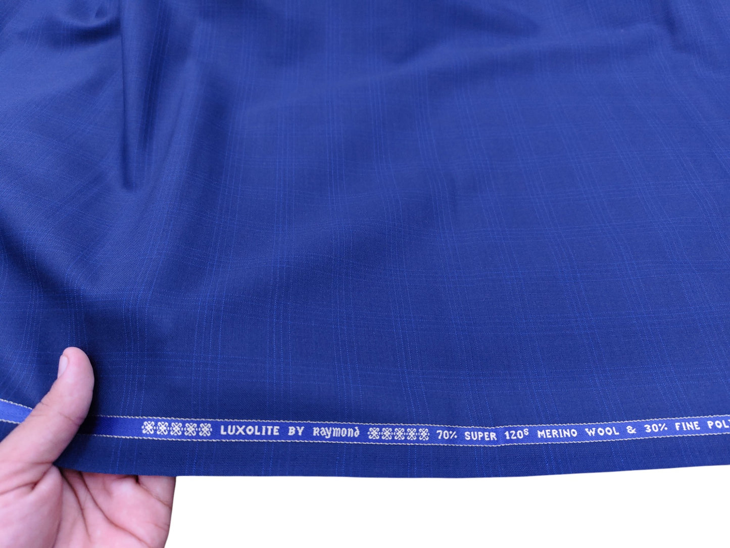 Raymond Luxolite 70% Wool Super 120's Premium Suiting Fabric (Royal Blue, Checks)
