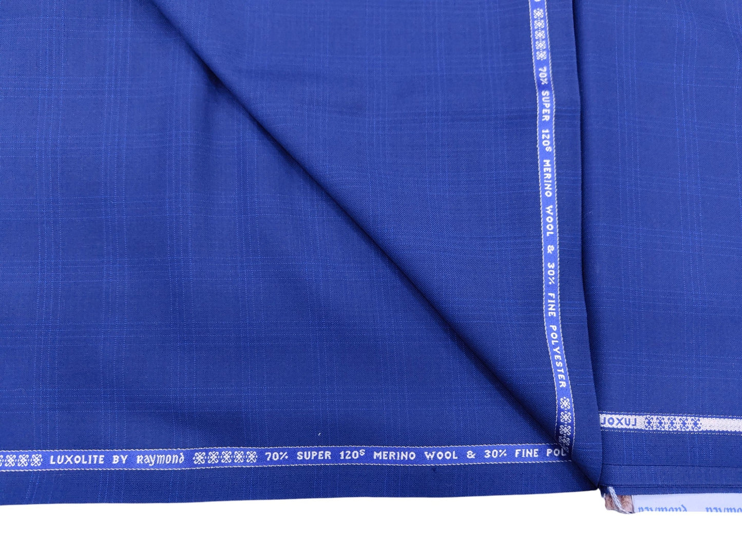 Raymond Luxolite 70% Wool Super 120's Premium Suiting Fabric (Royal Blue, Checks)