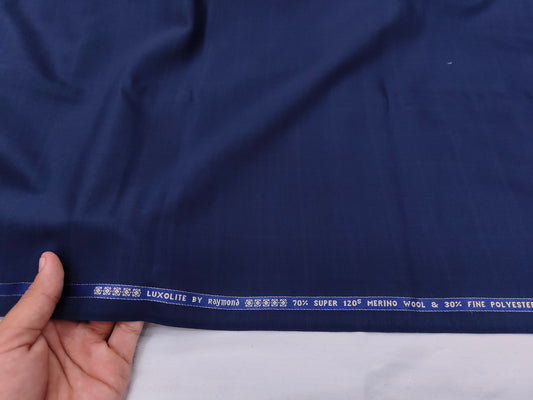 Raymond Luxolite 70% Wool Super 120's Premium Suiting Fabric (Navy Blue, Silent Checks)