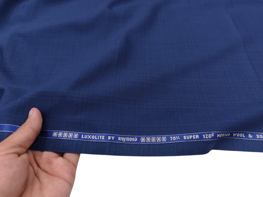 Raymond Luxolite 70% Wool Super 120's Premium Suiting Fabric (Blue, Checks)