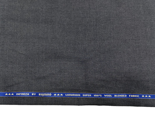 Raymond Infiniza 50% Wool Super 100's Suiting Fabric (Dark Grey, Plain Weave)