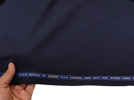Raymond Infiniza 50% Wool Super 100's Suiting Fabric (Navy Blue, Plain Weave)
