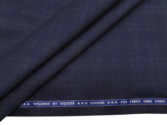 Raymond Lexican Super 130's Premium Suiting Fabric (Navy Blue, Checks)